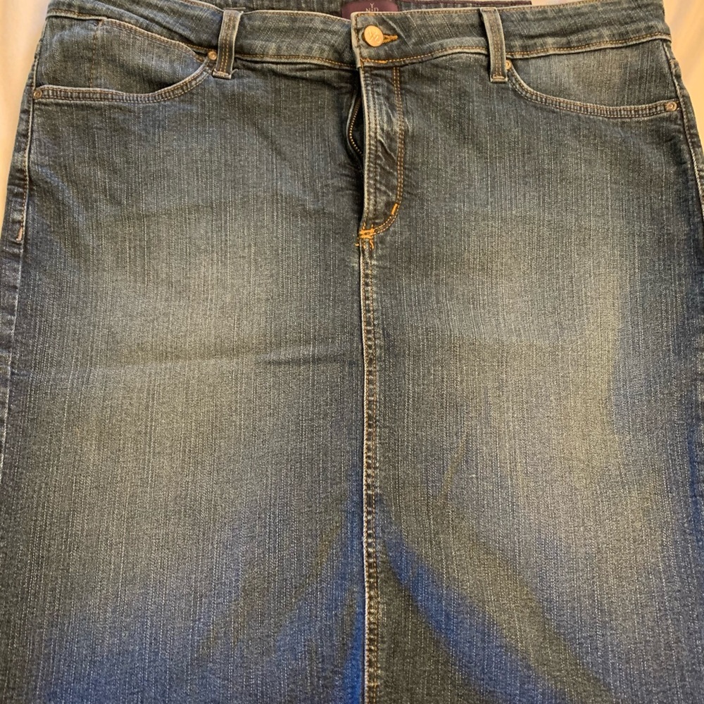 Knee length denim skirt